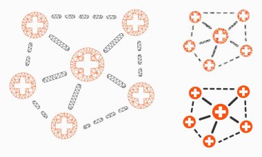 Tıbbi ağ yapısı vektör mesh ağ modeli ve üçgen mozaik simge