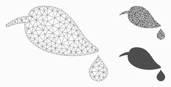 Natural Leaf с моделью сети векторных капель и треугольной иконой — стоковый вектор
