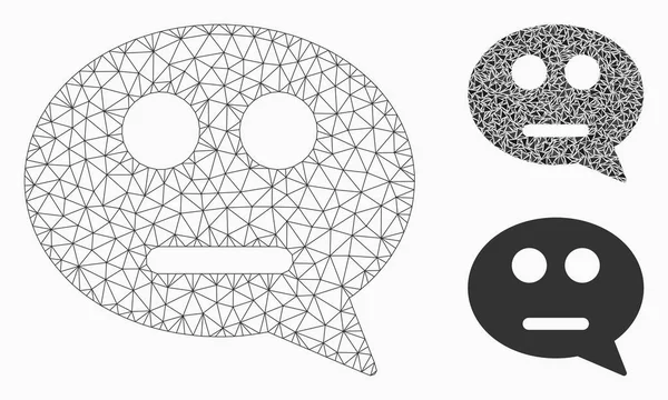 Neutrale Smiley-Nachricht Vektor Mesh 2d-Modell und Dreieck-Mosaik-Symbol — Stockvektor