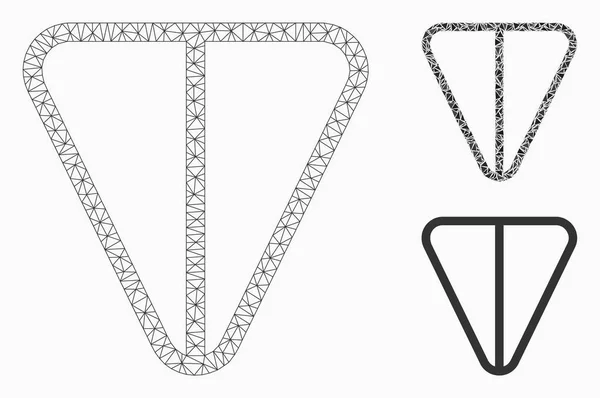 Tonelada Moeda Vector Mesh 2D Modelo e Triângulo Mosaico Ícone — Vetor de Stock