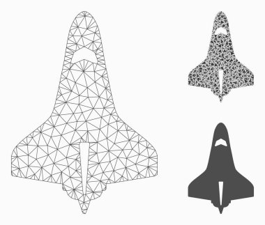 Uzay mekiği vector Mesh tel çerçeve model ve üçgen mozaik simge