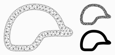 Motosiklet kask vektör mesh ağ modeli ve üçgen mozaik simge