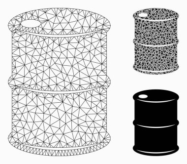 Yağ varil vektör Mesh tel çerçeve model ve üçgen mozaik simge