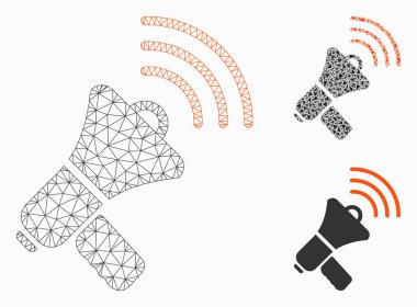 Megafon reklamları vektör Mesh karkas model ve üçgen mozaik simge