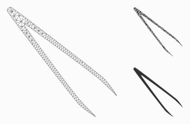 Tweezers vector Mesh 2D model ve üçgen mozaik simge