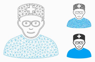 Tıbbi uzman vector Mesh 2D model ve üçgen mozaik simge