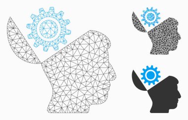 Açık kafa dişli vektör Mesh 2D model ve üçgen mozaik simge