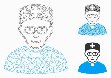 Monastic Doktor vektör mesh ağ modeli ve üçgen mozaik simge