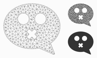 Sessiz Smiley mesaj vektör Mesh tel çerçeve modeli ve üçgen mozaik simge