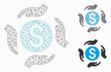 Para bakım eller vektör Mesh tel çerçeve model ve üçgen mozaik simge