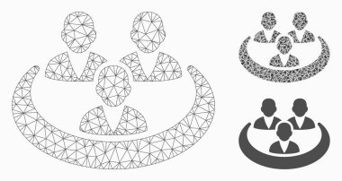 Sosyal ağ vector Mesh 2D model ve üçgen mozaik simge