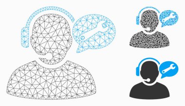 Operatör servis mesaj vektör mesh ağ modeli ve üçgen mozaik simge