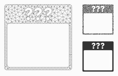 Bilinmeyen takvim sayfa vektör Mesh karkas model ve üçgen mozaik simge