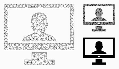 Video Blogger PC vector Mesh karkas model ve üçgen mozaik simge