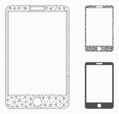 Smartphone vector Mesh karkas model ve üçgen mozaik simge