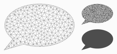 Mesaj bulut vektör Mesh 2D model ve üçgen mozaik simge