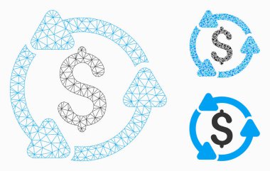 Para ciro vektör Mesh tel çerçeve model ve üçgen mozaik simge