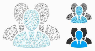 Yöneticisi grup vektör Mesh tel çerçeve modeli ve üçgen mozaik simge