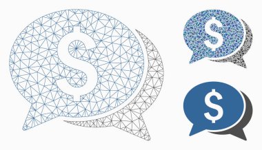 Para sohbet vektör Mesh karkas model ve üçgen mozaik simge