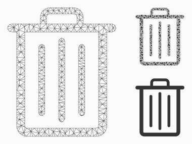 Çöp kutusu vektör Mesh karkas model ve üçgen mozaik simgesi