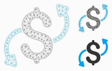 Para transferi vektör Mesh karkas model ve üçgen mozaik simge