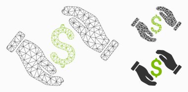 Para sigortası eller vektör mesh ağ modeli ve üçgen mozaik simge