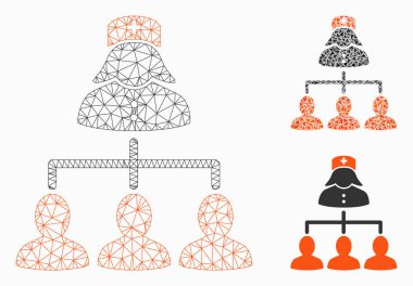 Hemşire hastalar bağlantılar vektör mesh ağ modeli ve üçgen mozaik simge