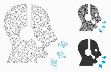 Operator vektör Mesh tel çerçeve modeli ve üçgen mozaik simge Speak