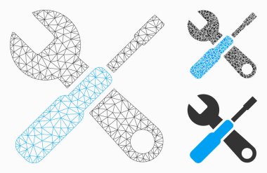 Tuning araçlar vektör Mesh tel çerçeve modeli ve üçgen mozaik simge