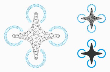 Nanocopter vektör Mesh karkas model ve üçgen mozaik simge