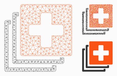 Tıbbi belgeler vektör Mesh tel çerçeve modeli ve üçgen mozaik simge