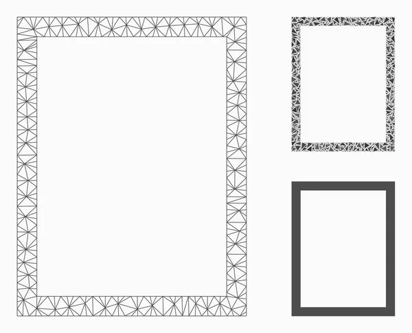 Page Vector mesh nätverks modell och triangel mosaik ikon — Stock vektor