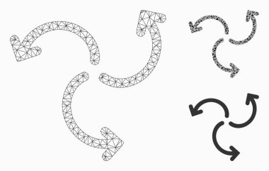 Türbin döndürme vektör Mesh 2D model ve üçgen mozaik simge