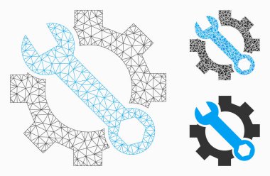 Servis araçları vektör mesh ağ modeli ve üçgen mozaik simge