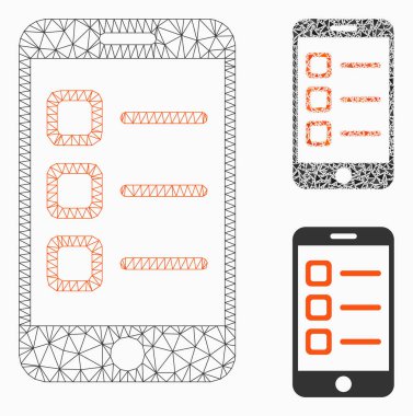 Mobil liste vektör Mesh karkas model ve üçgen mozaik simge