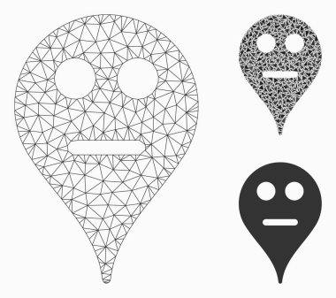 Nötr Smiley harita Marker vektör Mesh karkas model ve üçgen mozaik simge