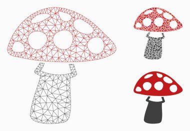 Mantar vektör Mesh tel çerçeve modeli ve üçgen mozaik simge