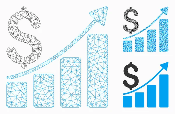 Satış büyüme grafik vektör Mesh tel çerçeve modeli ve üçgen mozaik simge