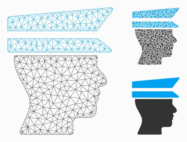 Memur profil vektör Mesh tel çerçeve modeli ve üçgen mozaik simge
