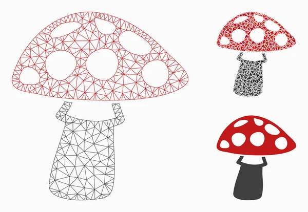 Mantar vektör Mesh tel çerçeve modeli ve üçgen mozaik simge