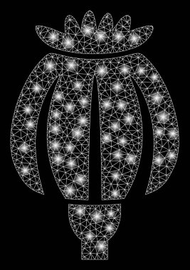 Işık Spotlar ile parlayan Mesh tel çerçeve afyon Poppy