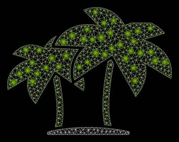 Сітка для спалахів Тус острова пальми з Відблискою плями — стоковий вектор