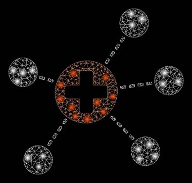 Işık Spotlar ile parlayan Mesh tel çerçeve sağlık bağlantıları