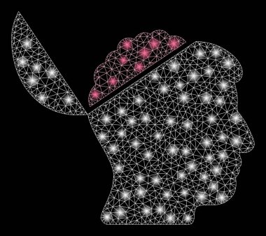 Parlama Spotlar ile parlayan Mesh tel çerçeve açık beyin