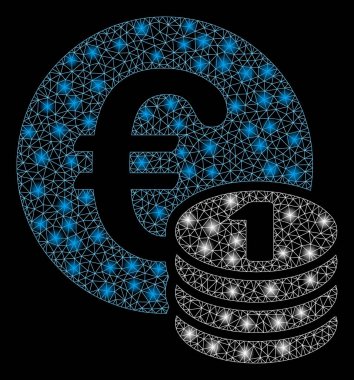Flare Mesh karkas flare Spotlar ile bir Euro coin Stack
