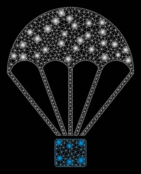 Parachute en maille brillante avec taches lumineuses — Image vectorielle