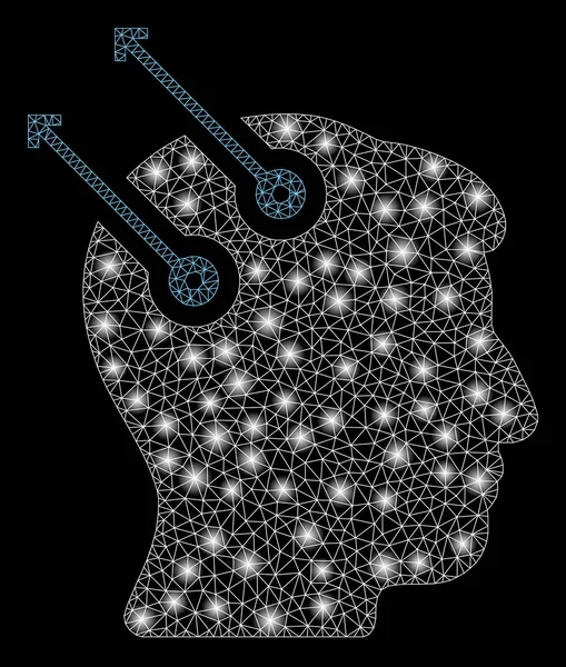 フレアメッシュカーカスニューラルインターフェイスプラグとフレアスポット — ストックベクタ