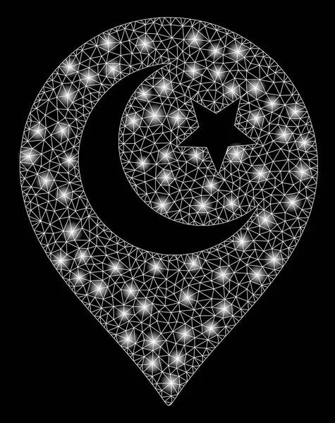 Značka muslimského symbolu s odsvětlené mřížkou s body odletů — Stockový vektor