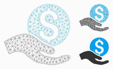 Para Bağış Vektör Mesh 2d Model ve Üçgen Mozaik Simgesi