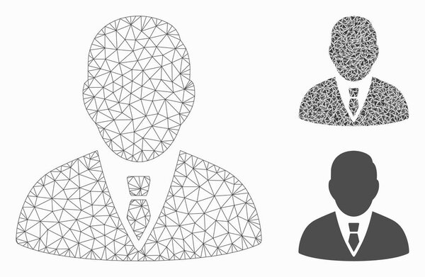 Manager Vector Mesh 2D Model and Triangle Mosaic Icon